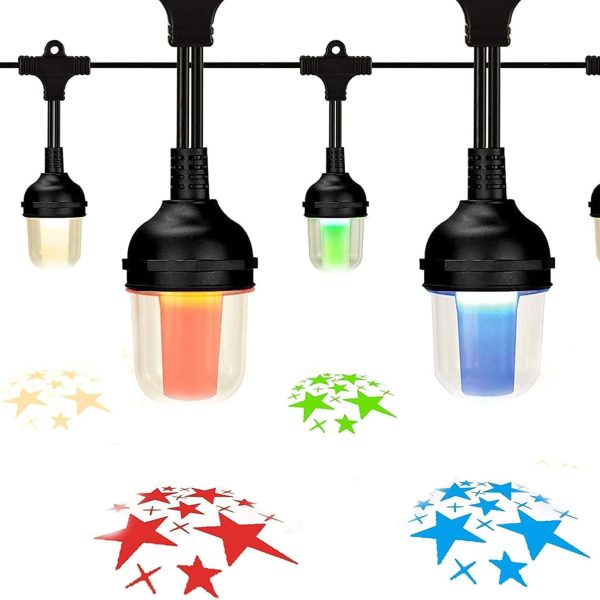 Outdoor String Lights 22FT with 10 Shatterproof Bulb Weatherproof Colored Star Camping Lights for PatioGarden Party