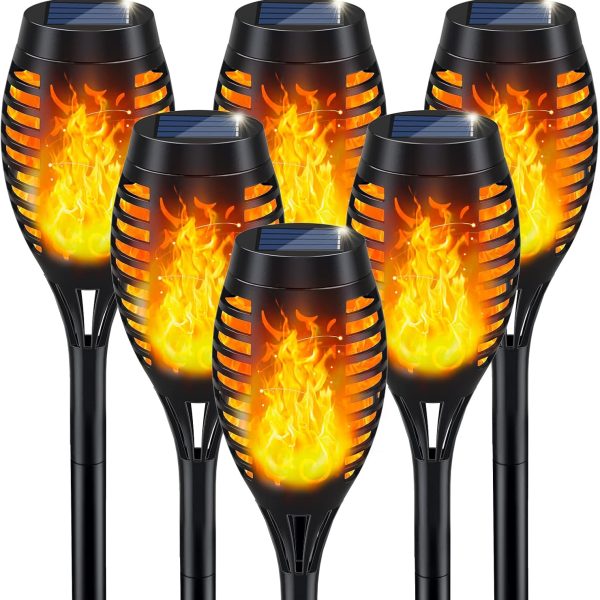 Solar Lights Outdoor, Solar Torch Light with Flickering Flame for Garden Decor, Solar Garden Lights, Waterproof Outdoor Lighting, Flame Torches for Outside Patio Pathway Yard Decorations