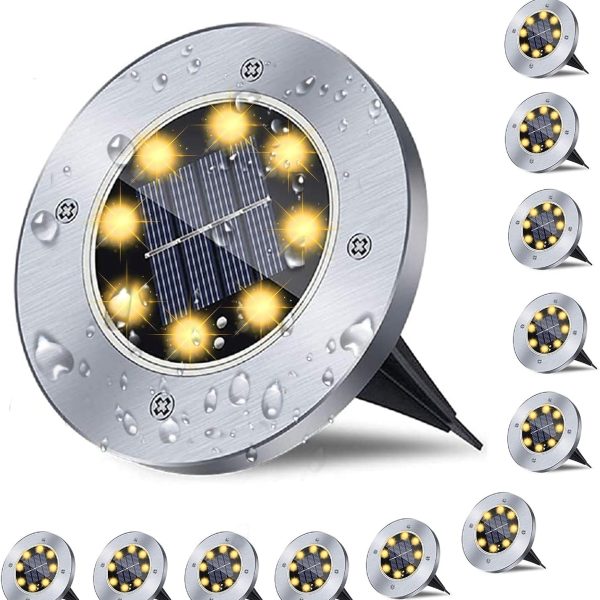 Solar Ground Lights, Waterproof Solar Garden Lights, Upgraded Outdoor Garden Waterproof Bright in-Ground Lights, Landscape Lights for Pathway,Yard,Deck,Lawn,Patio,Walkway (12 Pack Warm Light