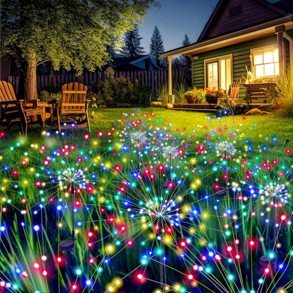 Garden Outdoor Decor Lights 120LED 6Pack, Solar Garden Lights for Yard Outside Fairy Decorative,Solar Powered for Yard Pathway Flowerbed Planter Balcony Patio Decor（Multicolor）